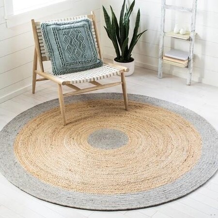 Safavieh 3 x 3 ft. Braided Contemporary Round Rug, Silver & Natural BRD910G-3R